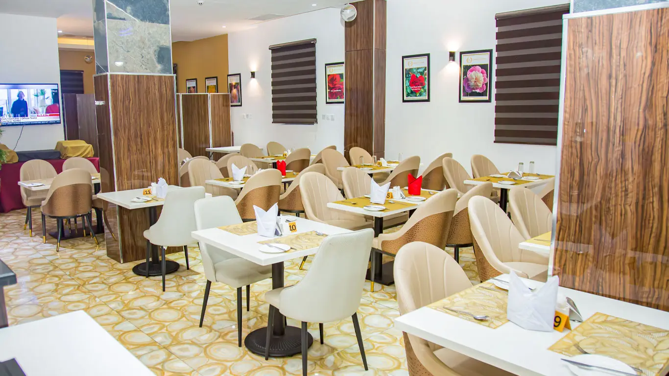 Restaurant dining room at Garden Top Hotel Festac
